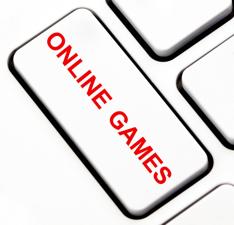 button that says online games